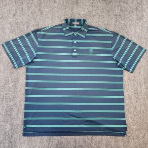 Peter Millar Shirt Mens Large Blue Green Stripe Polo Summer Comfort Golf Scioto